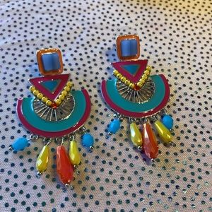 1pair Enamel Earrings, Random Bead Color